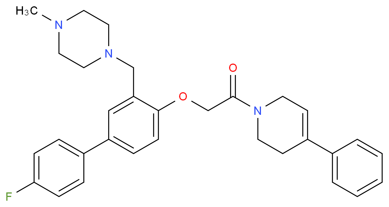 1-({4'-fluoro-4-[2-oxo-2-(4-phenyl-3,6-dihydro-1(2H)-pyridinyl)ethoxy]-3-biphenylyl}methyl)-4-methylpiperazine_Molecular_structure_CAS_)
