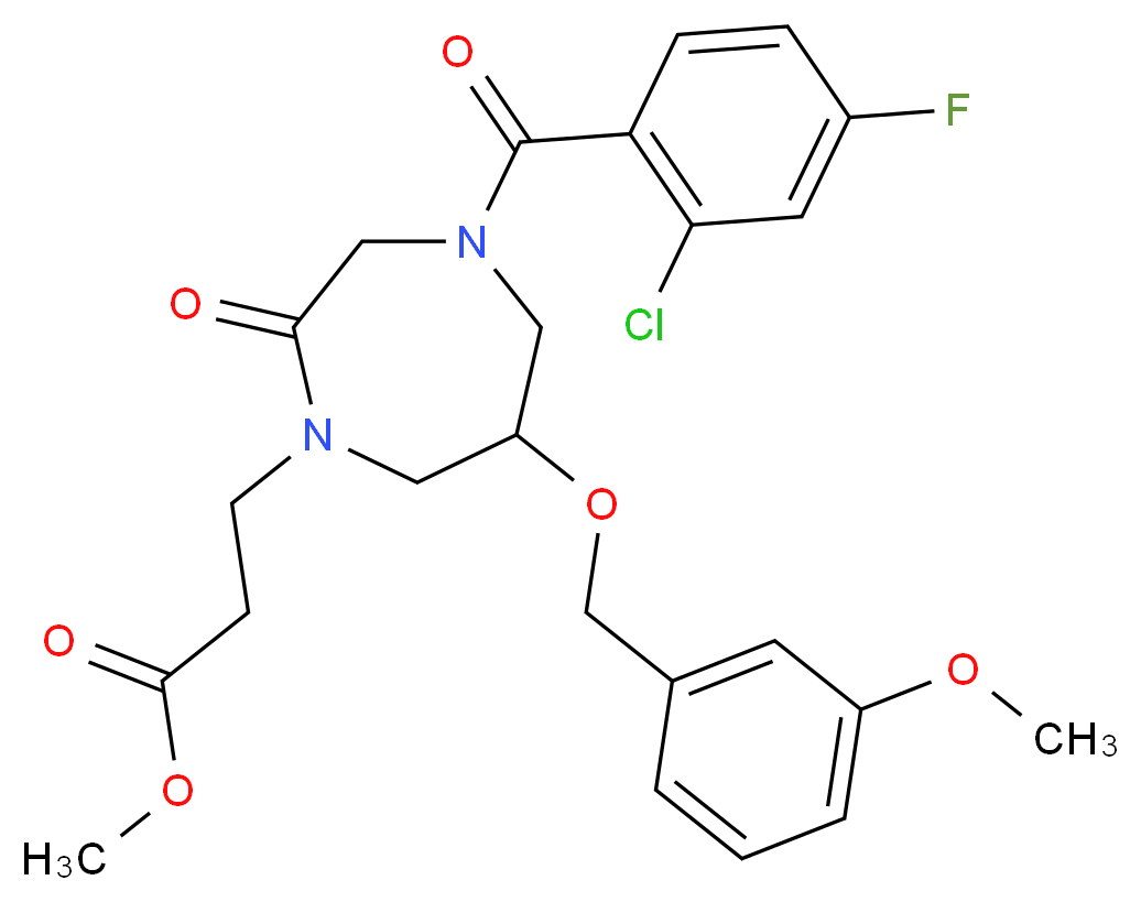 methyl 3-{4-(2-chloro-4-fluorobenzoyl)-6-[(3-methoxybenzyl)oxy]-2-oxo-1,4-diazepan-1-yl}propanoate_Molecular_structure_CAS_)