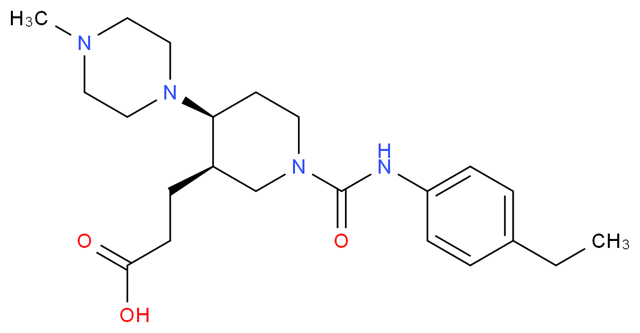 3-[(3R*,4S*)-1-{[(4-ethylphenyl)amino]carbonyl}-4-(4-methylpiperazin-1-yl)piperidin-3-yl]propanoic acid_Molecular_structure_CAS_)