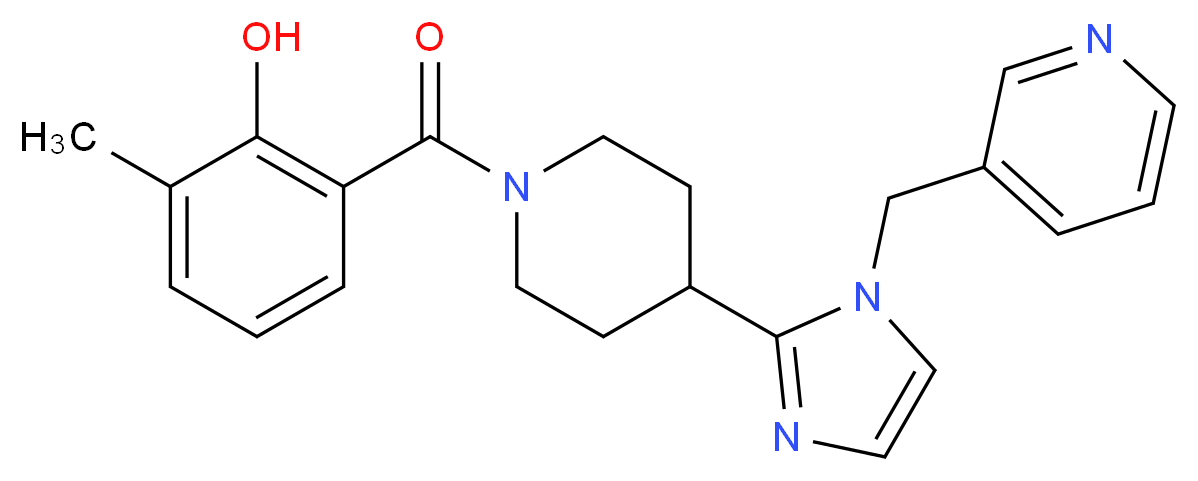 2-methyl-6-({4-[1-(pyridin-3-ylmethyl)-1H-imidazol-2-yl]piperidin-1-yl}carbonyl)phenol_Molecular_structure_CAS_)