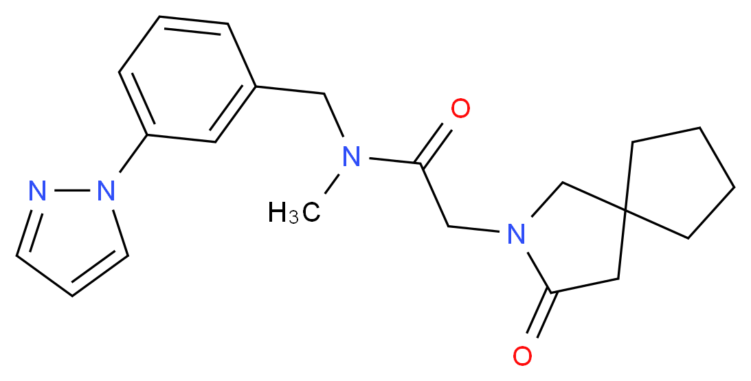 N-methyl-2-(3-oxo-2-azaspiro[4.4]non-2-yl)-N-[3-(1H-pyrazol-1-yl)benzyl]acetamide_Molecular_structure_CAS_)