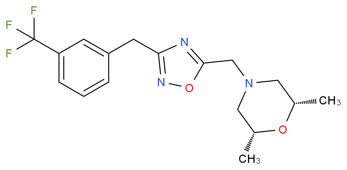 (2R*,6S*)-2,6-dimethyl-4-({3-[3-(trifluoromethyl)benzyl]-1,2,4-oxadiazol-5-yl}methyl)morpholine_Molecular_structure_CAS_)