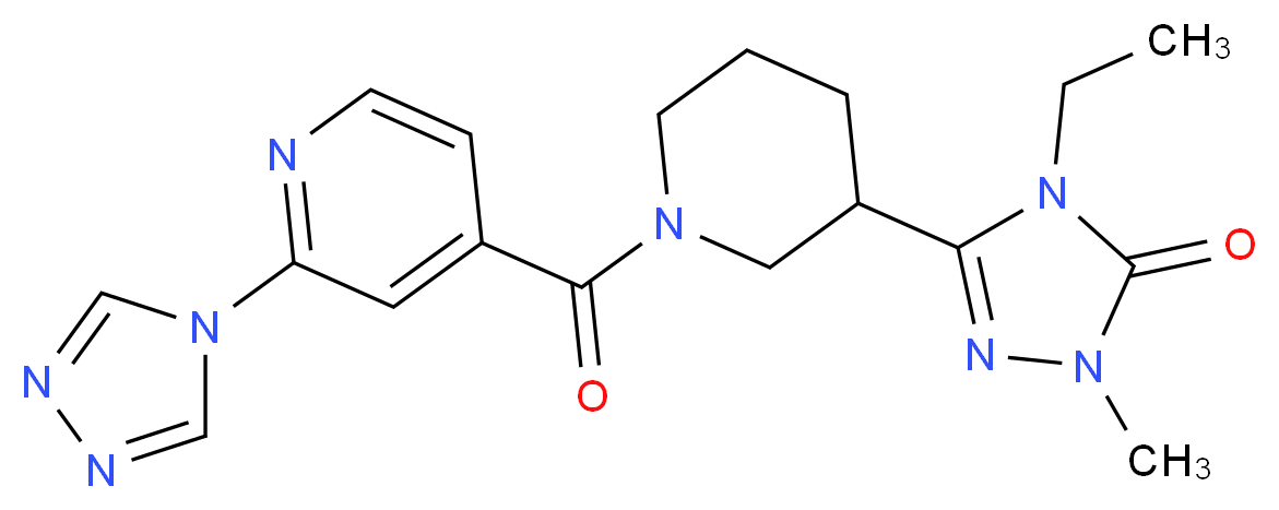 4-ethyl-2-methyl-5-{1-[2-(4H-1,2,4-triazol-4-yl)isonicotinoyl]piperidin-3-yl}-2,4-dihydro-3H-1,2,4-triazol-3-one_Molecular_structure_CAS_)