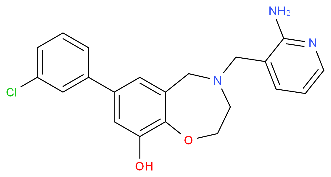 4-[(2-aminopyridin-3-yl)methyl]-7-(3-chlorophenyl)-2,3,4,5-tetrahydro-1,4-benzoxazepin-9-ol_Molecular_structure_CAS_)