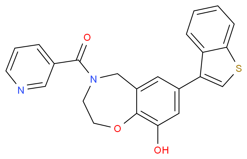 7-(1-benzothien-3-yl)-4-(pyridin-3-ylcarbonyl)-2,3,4,5-tetrahydro-1,4-benzoxazepin-9-ol_Molecular_structure_CAS_)
