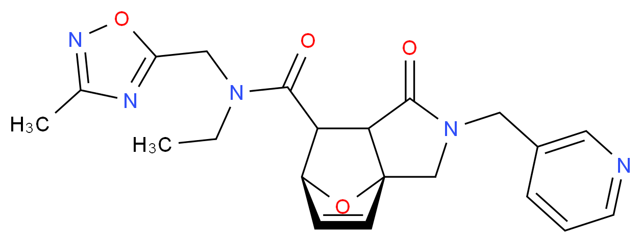 (3aR*,6S*)-N-ethyl-N-[(3-methyl-1,2,4-oxadiazol-5-yl)methyl]-1-oxo-2-(pyridin-3-ylmethyl)-1,2,3,6,7,7a-hexahydro-3a,6-epoxyisoindole-7-carboxamide_Molecular_structure_CAS_)
