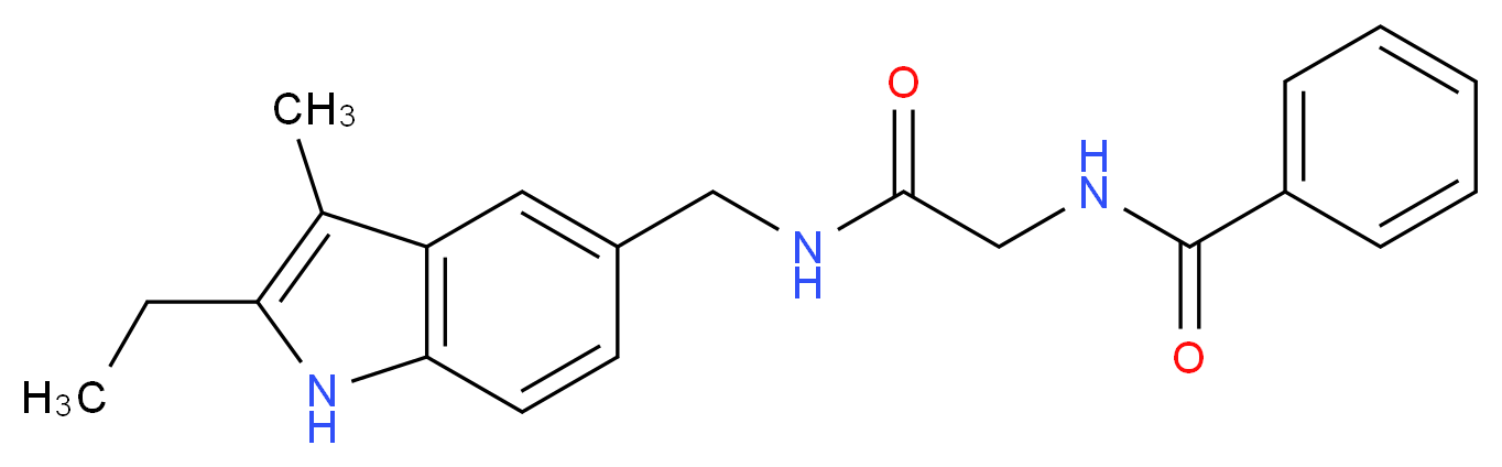 N-(2-{[(2-ethyl-3-methyl-1H-indol-5-yl)methyl]amino}-2-oxoethyl)benzamide_Molecular_structure_CAS_)