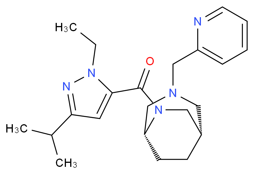 (1S*,5R*)-6-[(1-ethyl-3-isopropyl-1H-pyrazol-5-yl)carbonyl]-3-(pyridin-2-ylmethyl)-3,6-diazabicyclo[3.2.2]nonane_Molecular_structure_CAS_)