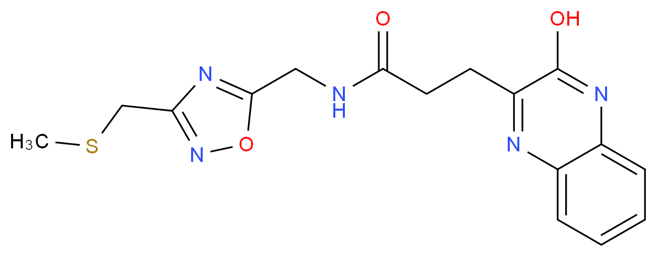 3-(3-hydroxy-2-quinoxalinyl)-N-({3-[(methylthio)methyl]-1,2,4-oxadiazol-5-yl}methyl)propanamide_Molecular_structure_CAS_)
