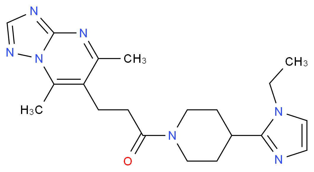 6-{3-[4-(1-ethyl-1H-imidazol-2-yl)piperidin-1-yl]-3-oxopropyl}-5,7-dimethyl[1,2,4]triazolo[1,5-a]pyrimidine_Molecular_structure_CAS_)