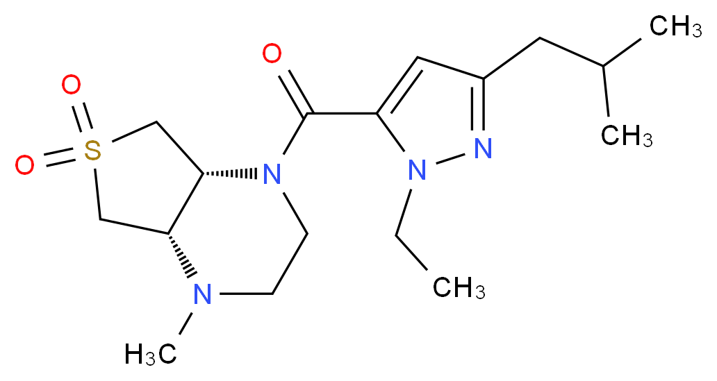 (4aS*,7aR*)-1-[(1-ethyl-3-isobutyl-1H-pyrazol-5-yl)carbonyl]-4-methyloctahydrothieno[3,4-b]pyrazine 6,6-dioxide_Molecular_structure_CAS_)
