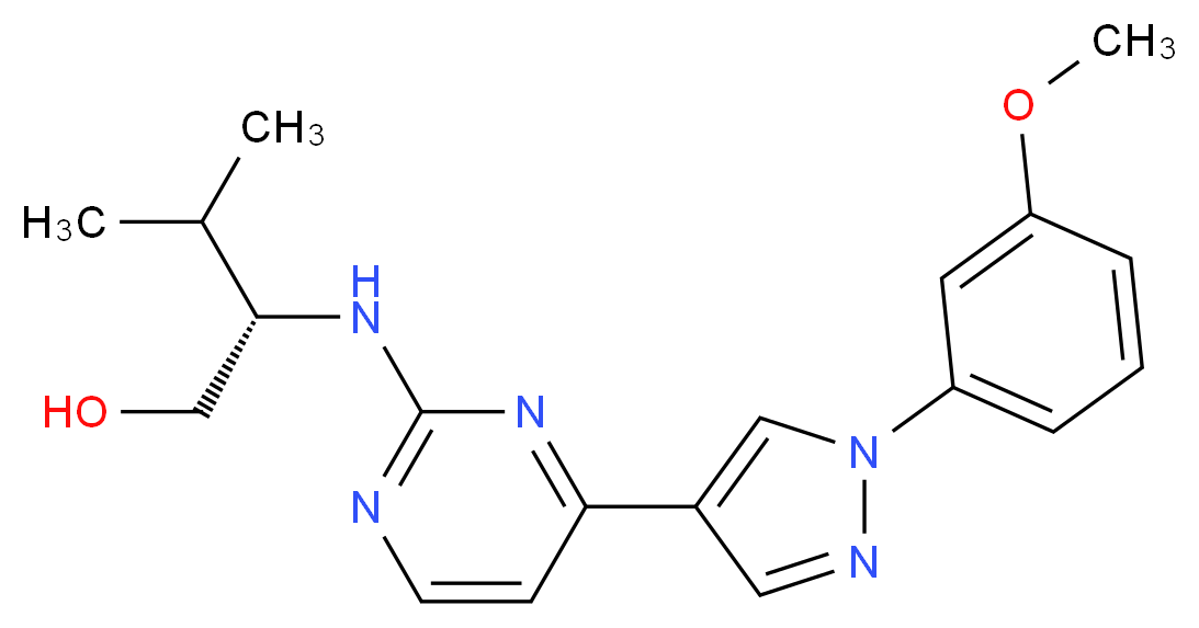 (2S)-2-({4-[1-(3-methoxyphenyl)-1H-pyrazol-4-yl]pyrimidin-2-yl}amino)-3-methylbutan-1-ol_Molecular_structure_CAS_)