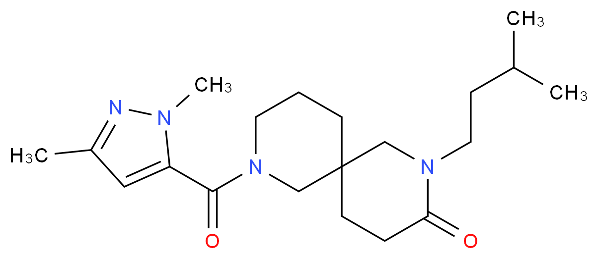 8-[(1,3-dimethyl-1H-pyrazol-5-yl)carbonyl]-2-(3-methylbutyl)-2,8-diazaspiro[5.5]undecan-3-one_Molecular_structure_CAS_)