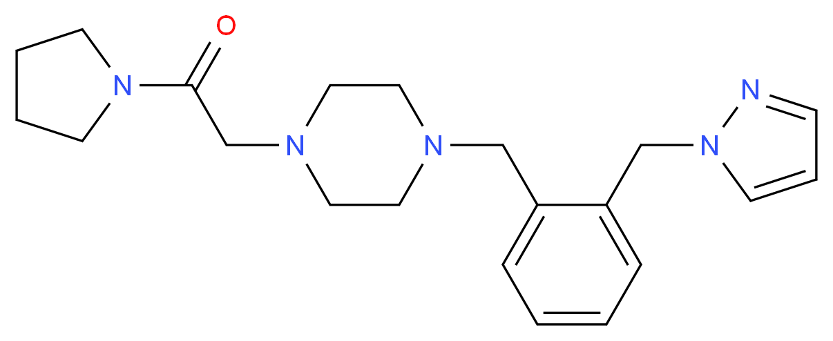 1-(2-oxo-2-pyrrolidin-1-ylethyl)-4-[2-(1H-pyrazol-1-ylmethyl)benzyl]piperazine_Molecular_structure_CAS_)