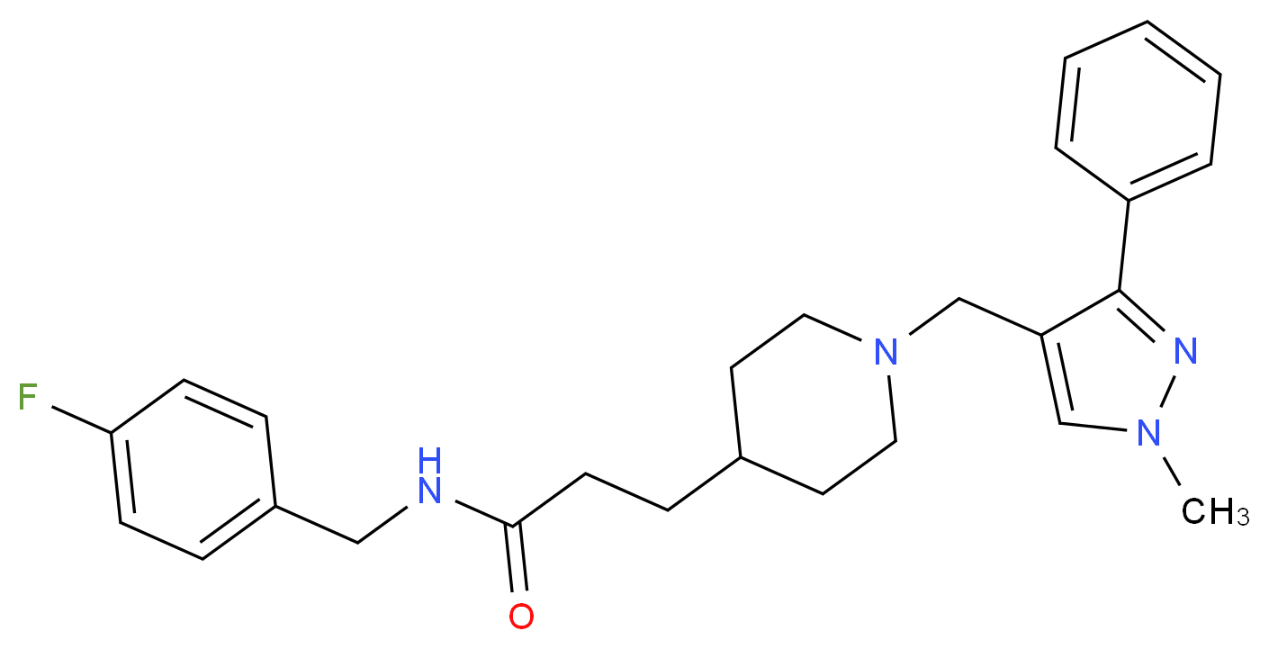 N-(4-fluorobenzyl)-3-{1-[(1-methyl-3-phenyl-1H-pyrazol-4-yl)methyl]-4-piperidinyl}propanamide_Molecular_structure_CAS_)