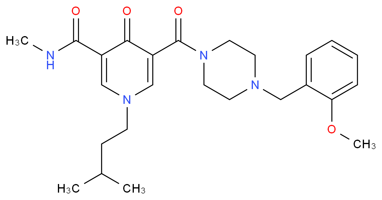 5-{[4-(2-methoxybenzyl)-1-piperazinyl]carbonyl}-N-methyl-1-(3-methylbutyl)-4-oxo-1,4-dihydro-3-pyridinecarboxamide_Molecular_structure_CAS_)