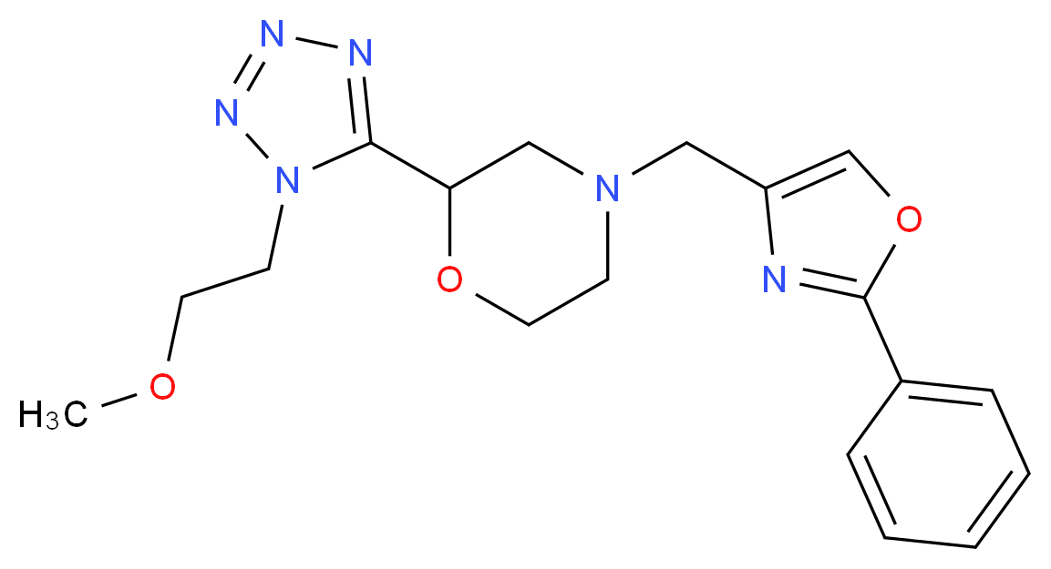 2-[1-(2-methoxyethyl)-1H-tetrazol-5-yl]-4-[(2-phenyl-1,3-oxazol-4-yl)methyl]morpholine_Molecular_structure_CAS_)