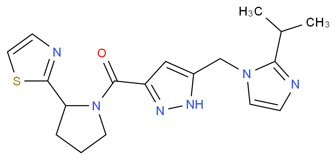 2-[1-({5-[(2-isopropyl-1H-imidazol-1-yl)methyl]-1H-pyrazol-3-yl}carbonyl)-2-pyrrolidinyl]-1,3-thiazole_Molecular_structure_CAS_)
