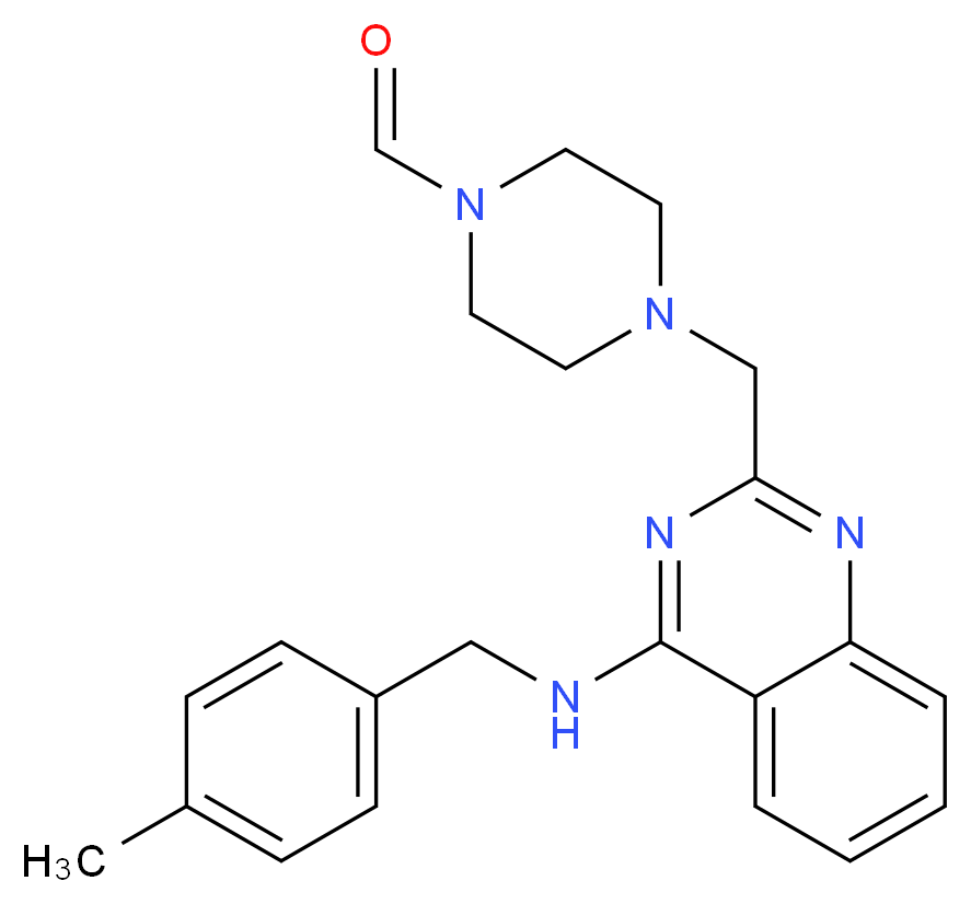 4-({4-[(4-methylbenzyl)amino]-2-quinazolinyl}methyl)-1-piperazinecarbaldehyde_Molecular_structure_CAS_)