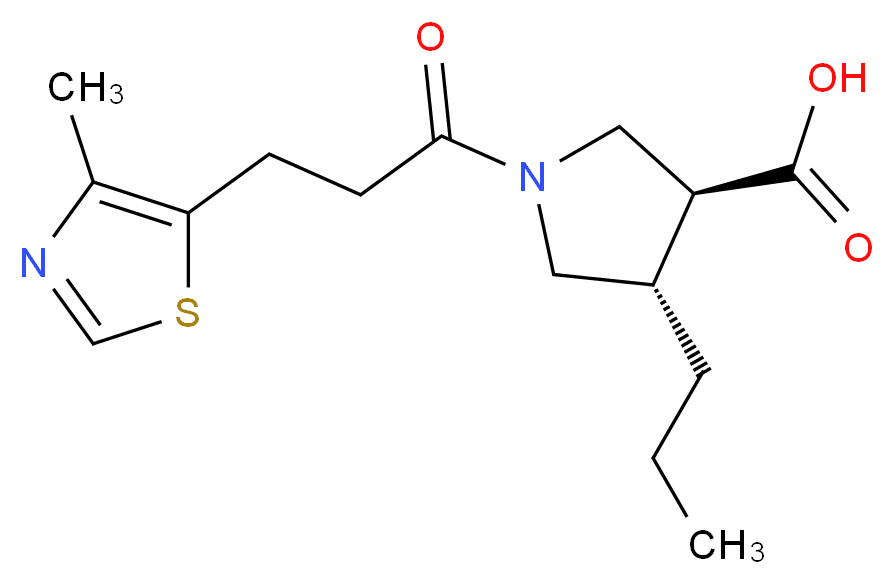 (3S*,4S*)-1-[3-(4-methyl-1,3-thiazol-5-yl)propanoyl]-4-propyl-3-pyrrolidinecarboxylic acid_Molecular_structure_CAS_)