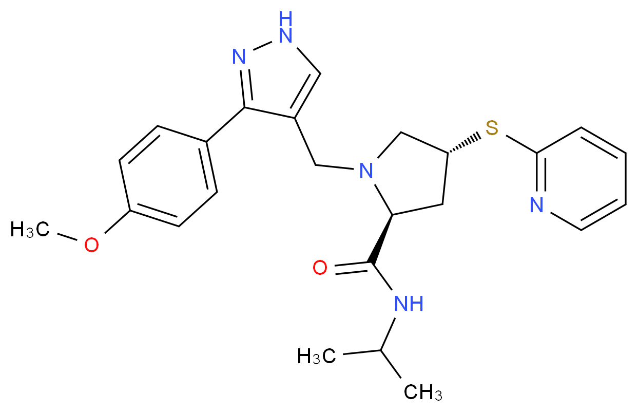 (4R)-N-isopropyl-1-{[3-(4-methoxyphenyl)-1H-pyrazol-4-yl]methyl}-4-(2-pyridinylthio)-L-prolinamide_Molecular_structure_CAS_)