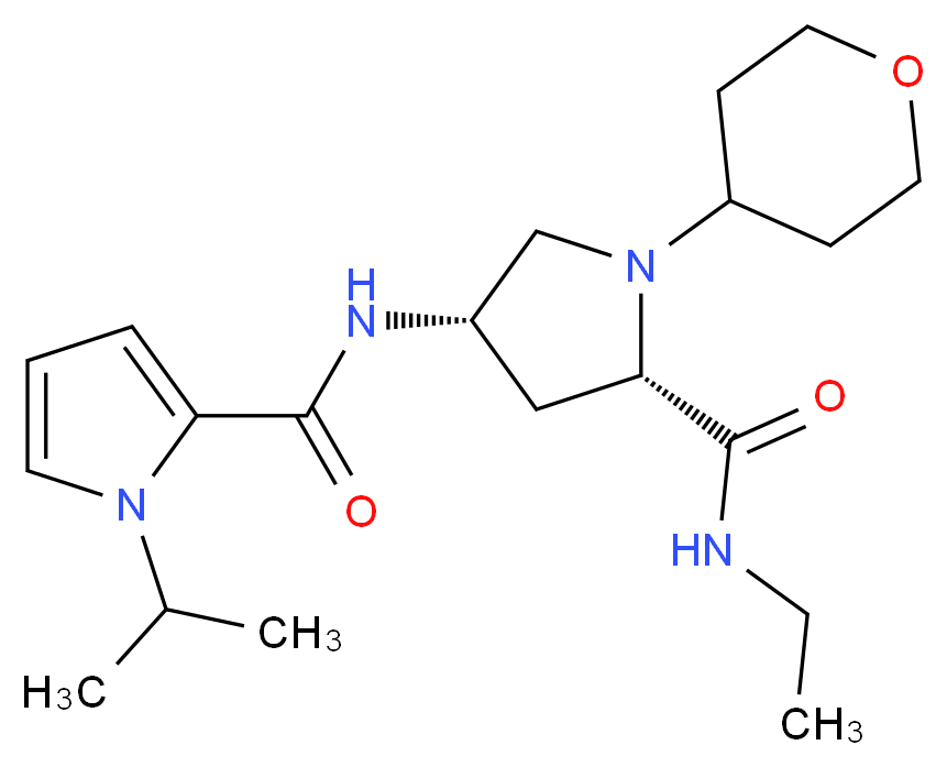 (4S)-N-ethyl-4-{[(1-isopropyl-1H-pyrrol-2-yl)carbonyl]amino}-1-(tetrahydro-2H-pyran-4-yl)-L-prolinamide_Molecular_structure_CAS_)