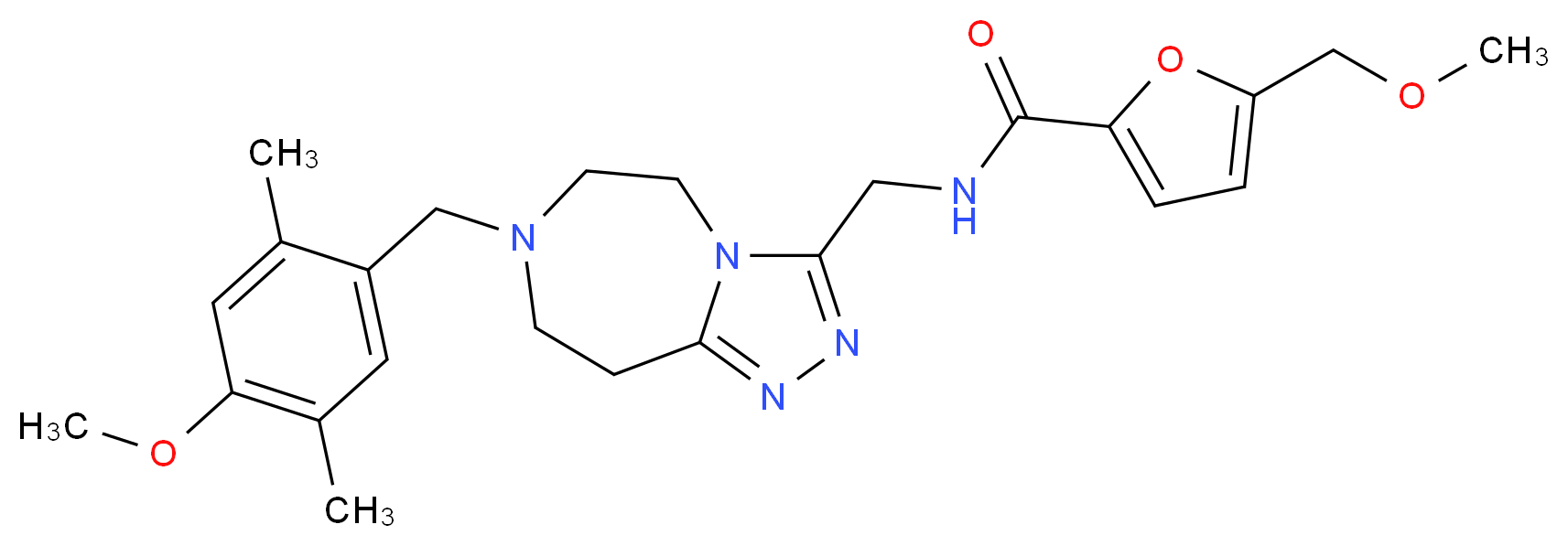 N-{[7-(4-methoxy-2,5-dimethylbenzyl)-6,7,8,9-tetrahydro-5H-[1,2,4]triazolo[4,3-d][1,4]diazepin-3-yl]methyl}-5-(methoxymethyl)-2-furamide_Molecular_structure_CAS_)