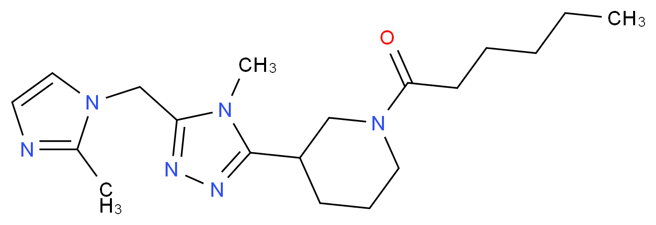 1-hexanoyl-3-{4-methyl-5-[(2-methyl-1H-imidazol-1-yl)methyl]-4H-1,2,4-triazol-3-yl}piperidine_Molecular_structure_CAS_)