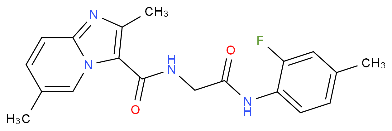 N-{2-[(2-fluoro-4-methylphenyl)amino]-2-oxoethyl}-2,6-dimethylimidazo[1,2-a]pyridine-3-carboxamide_Molecular_structure_CAS_)