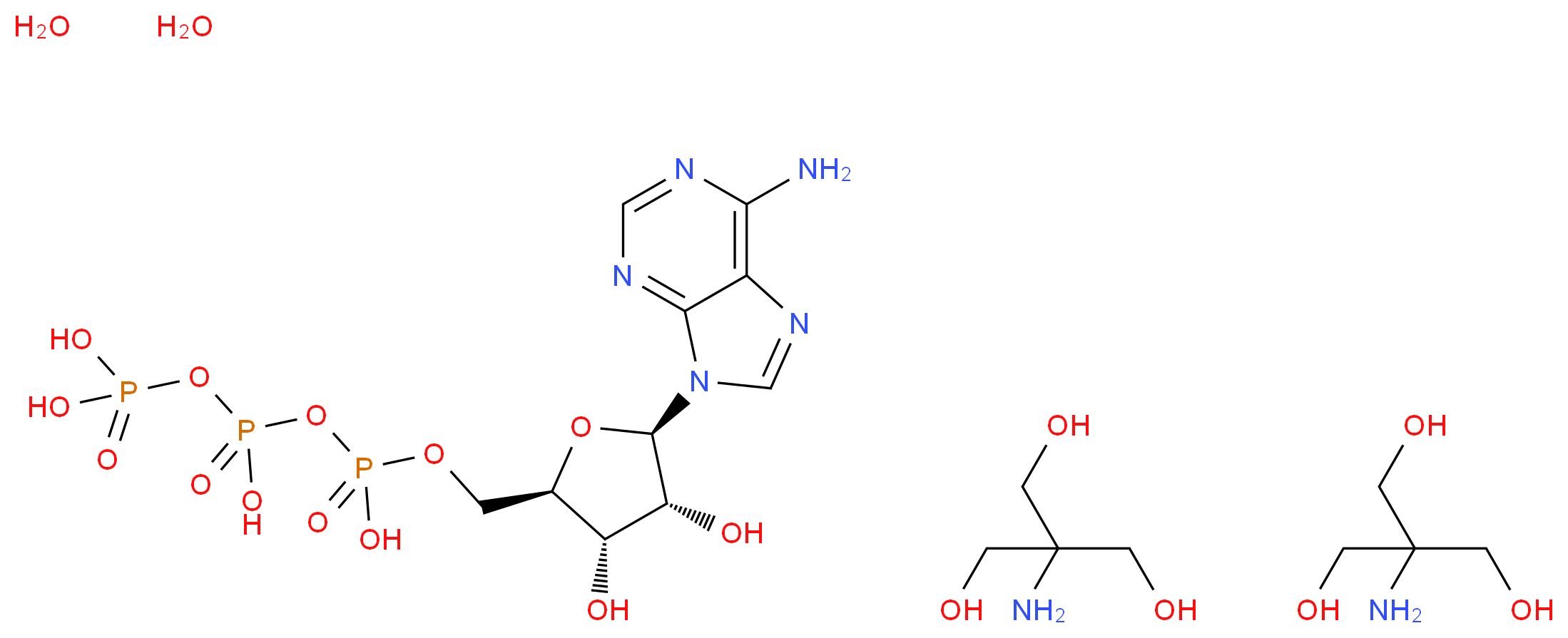 Adenosine 5′-triphosphate di(tris) salt hydrate_Molecular_structure_CAS_102047-34-7(anhydrous))