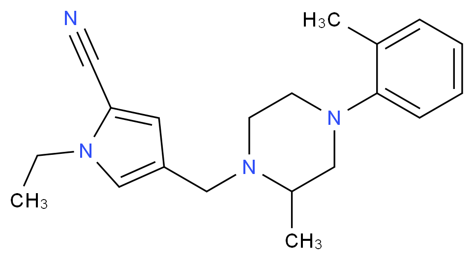 1-ethyl-4-{[2-methyl-4-(2-methylphenyl)-1-piperazinyl]methyl}-1H-pyrrole-2-carbonitrile_Molecular_structure_CAS_)