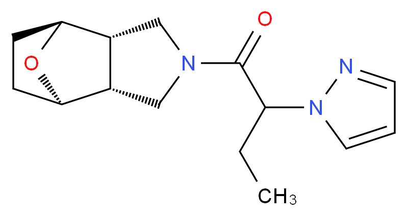 (1R*,2R*,6S*,7S*)-4-[2-(1H-pyrazol-1-yl)butanoyl]-10-oxa-4-azatricyclo[5.2.1.0~2,6~]decane_Molecular_structure_CAS_)