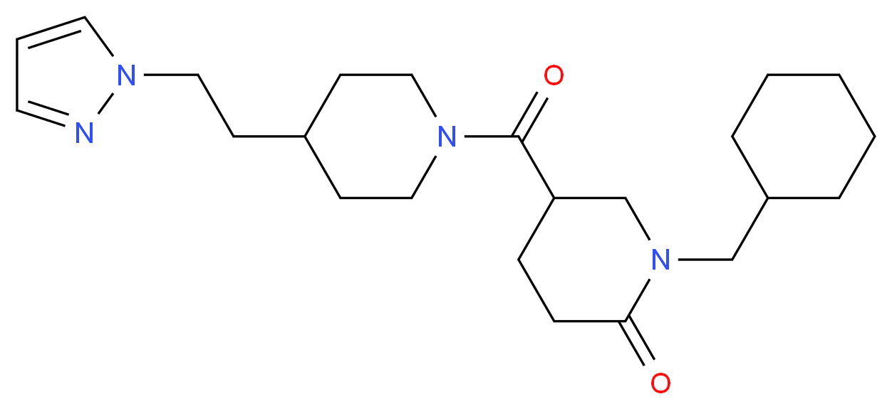 1-(cyclohexylmethyl)-5-({4-[2-(1H-pyrazol-1-yl)ethyl]-1-piperidinyl}carbonyl)-2-piperidinone_Molecular_structure_CAS_)