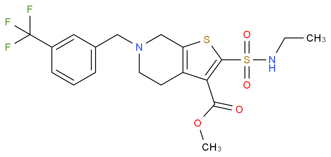 methyl 2-[(ethylamino)sulfonyl]-6-[3-(trifluoromethyl)benzyl]-4,5,6,7-tetrahydrothieno[2,3-c]pyridine-3-carboxylate_Molecular_structure_CAS_)