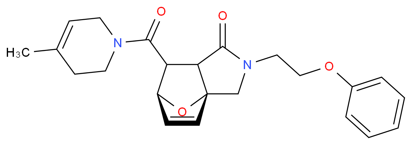(3aR*,6S*)-7-[(4-methyl-3,6-dihydropyridin-1(2H)-yl)carbonyl]-2-(2-phenoxyethyl)-2,3,7,7a-tetrahydro-3a,6-epoxyisoindol-1(6H)-one_Molecular_structure_CAS_)