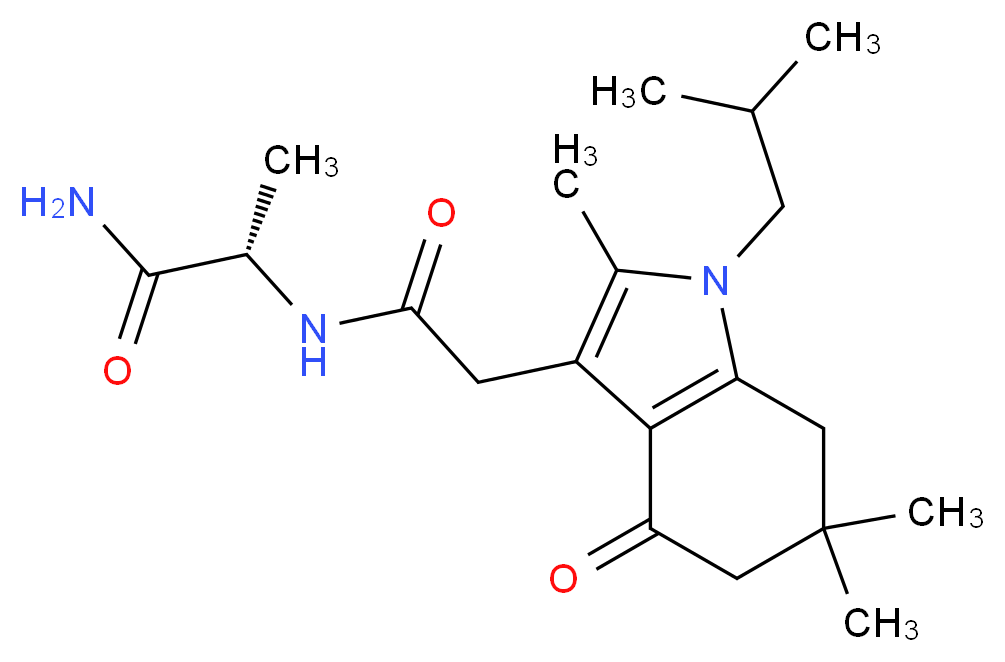 N~2~-[(1-isobutyl-2,6,6-trimethyl-4-oxo-4,5,6,7-tetrahydro-1H-indol-3-yl)acetyl]-L-alaninamide_Molecular_structure_CAS_)