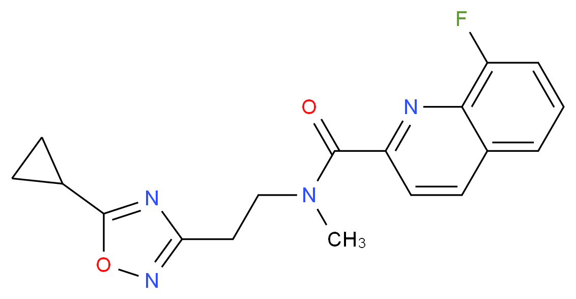 N-[2-(5-cyclopropyl-1,2,4-oxadiazol-3-yl)ethyl]-8-fluoro-N-methylquinoline-2-carboxamide_Molecular_structure_CAS_)