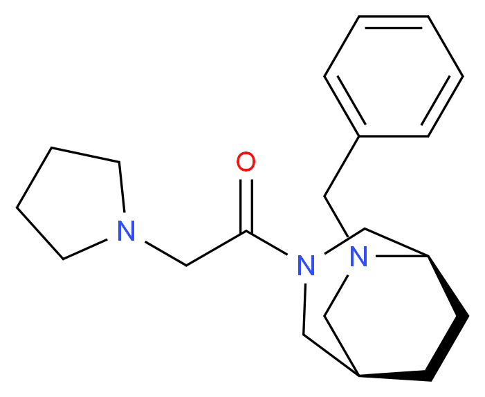 (1R*,5R*)-6-benzyl-3-(pyrrolidin-1-ylacetyl)-3,6-diazabicyclo[3.2.2]nonane_Molecular_structure_CAS_)