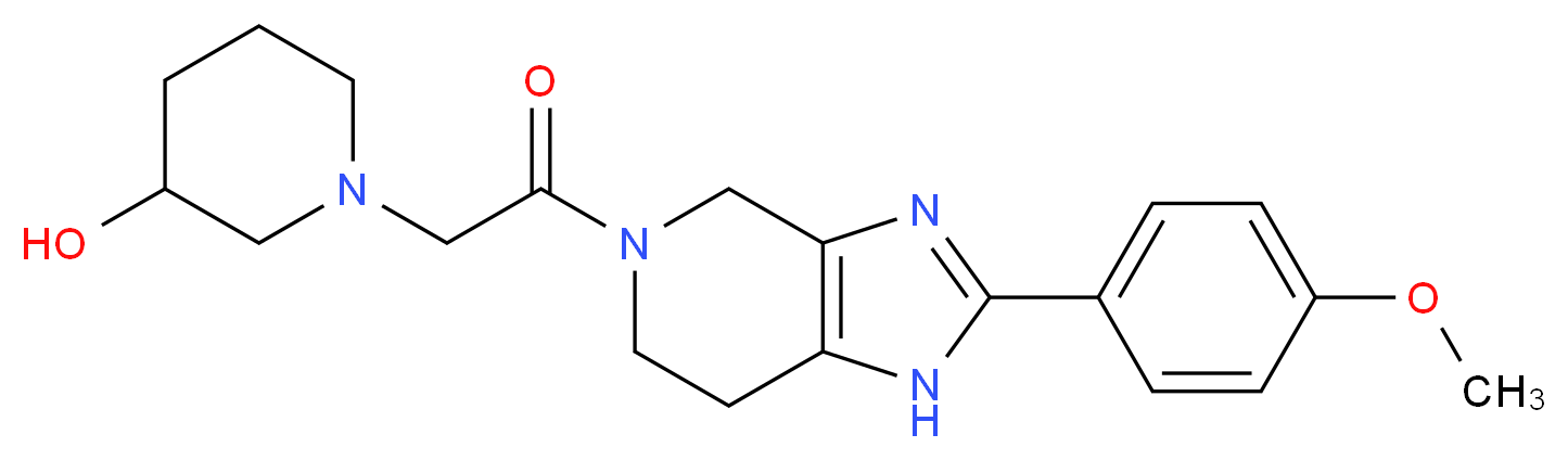 1-{2-[2-(4-methoxyphenyl)-1,4,6,7-tetrahydro-5H-imidazo[4,5-c]pyridin-5-yl]-2-oxoethyl}piperidin-3-ol_Molecular_structure_CAS_)