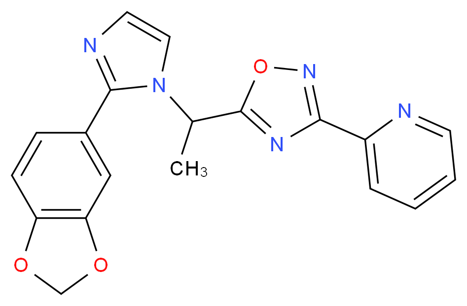 2-(5-{1-[2-(1,3-benzodioxol-5-yl)-1H-imidazol-1-yl]ethyl}-1,2,4-oxadiazol-3-yl)pyridine_Molecular_structure_CAS_)