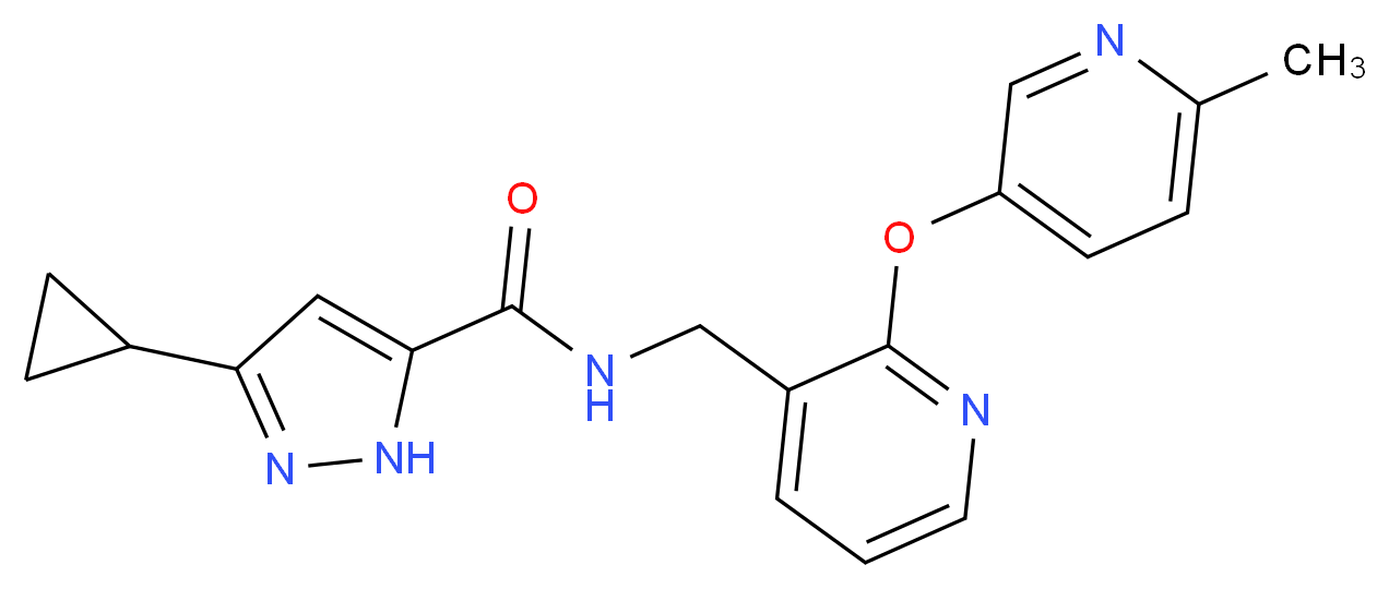 3-cyclopropyl-N-({2-[(6-methylpyridin-3-yl)oxy]pyridin-3-yl}methyl)-1H-pyrazole-5-carboxamide_Molecular_structure_CAS_)