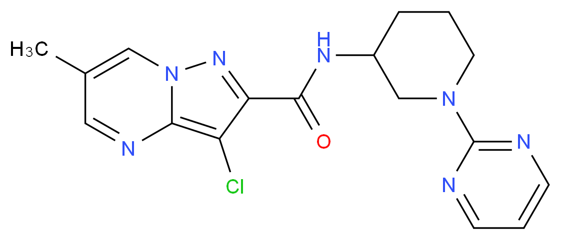 3-chloro-6-methyl-N-[1-(2-pyrimidinyl)-3-piperidinyl]pyrazolo[1,5-a]pyrimidine-2-carboxamide_Molecular_structure_CAS_)