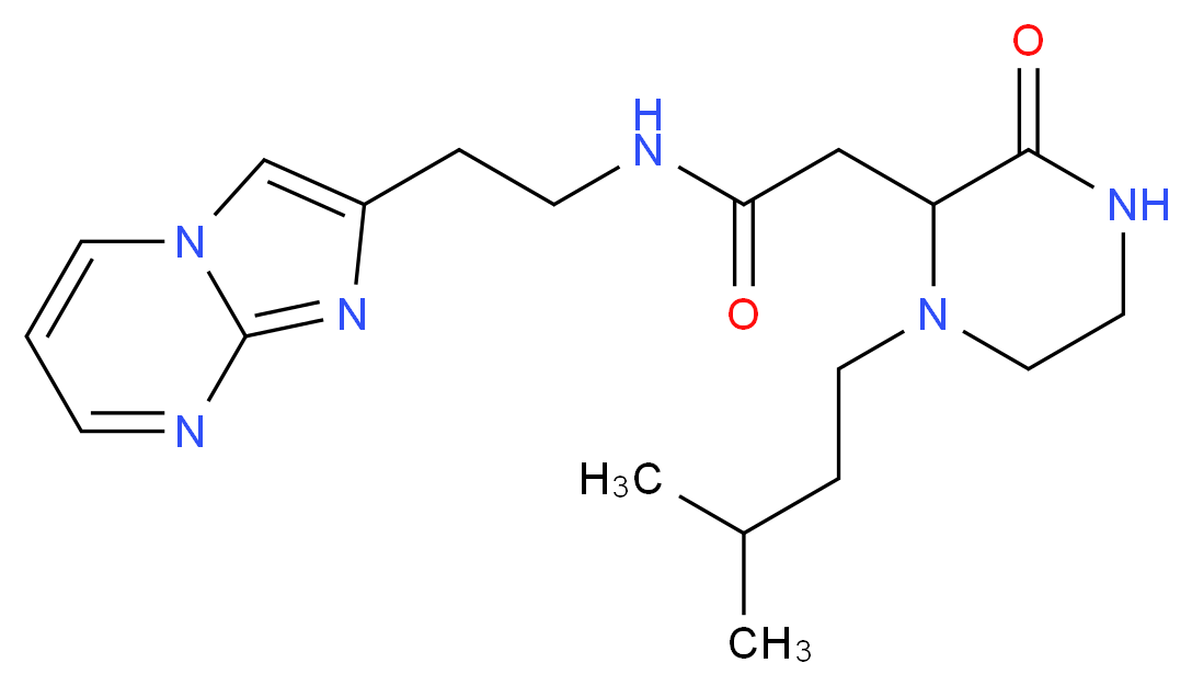 N-(2-imidazo[1,2-a]pyrimidin-2-ylethyl)-2-[1-(3-methylbutyl)-3-oxo-2-piperazinyl]acetamide_Molecular_structure_CAS_)