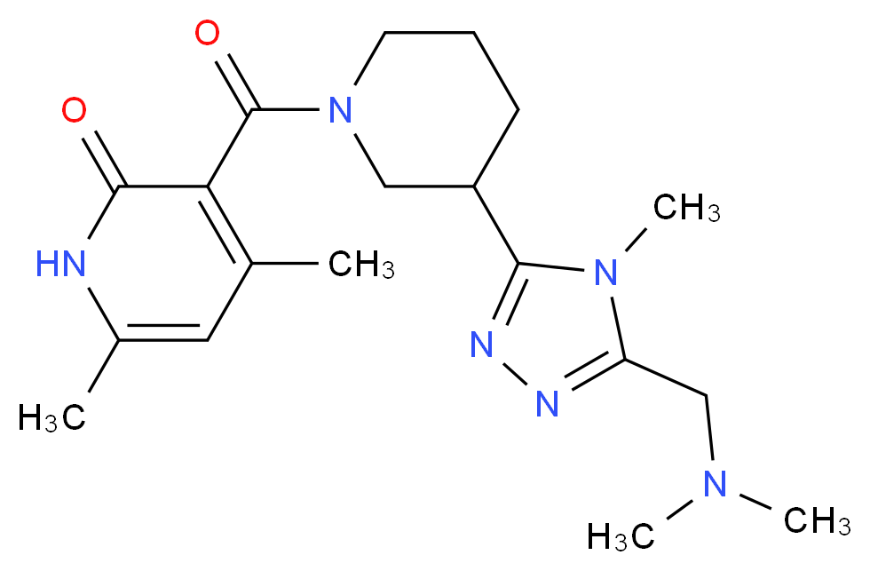 3-[(3-{5-[(dimethylamino)methyl]-4-methyl-4H-1,2,4-triazol-3-yl}piperidin-1-yl)carbonyl]-4,6-dimethylpyridin-2(1H)-one_Molecular_structure_CAS_)