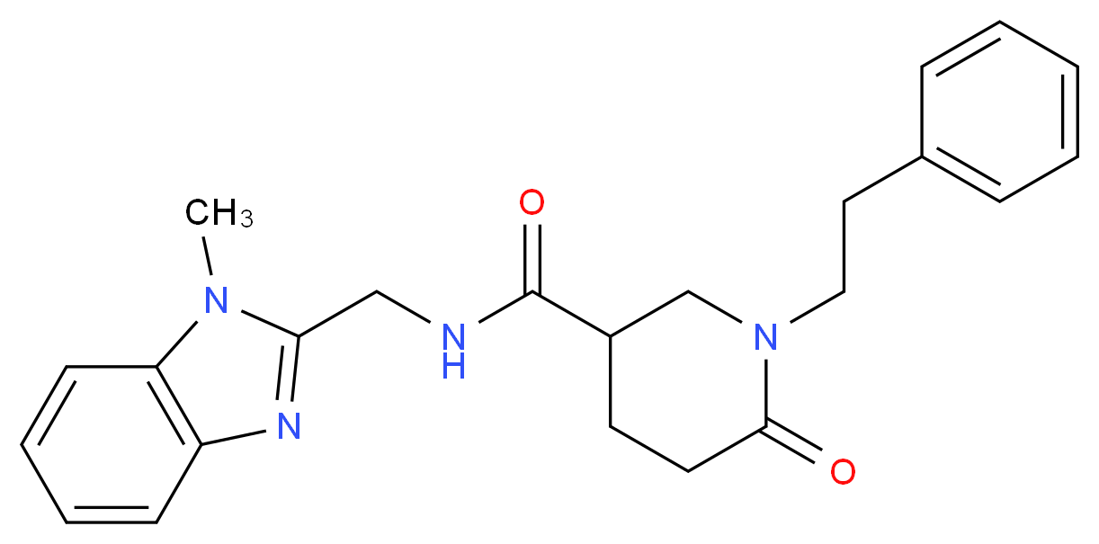 N-[(1-methyl-1H-benzimidazol-2-yl)methyl]-6-oxo-1-(2-phenylethyl)-3-piperidinecarboxamide_Molecular_structure_CAS_)