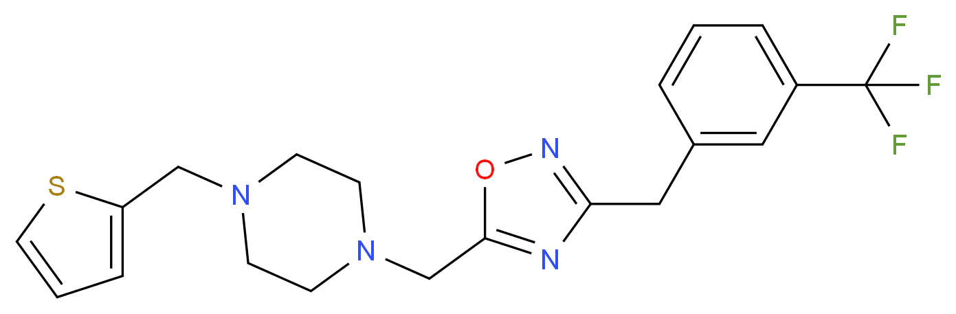1-(2-thienylmethyl)-4-({3-[3-(trifluoromethyl)benzyl]-1,2,4-oxadiazol-5-yl}methyl)piperazine_Molecular_structure_CAS_)