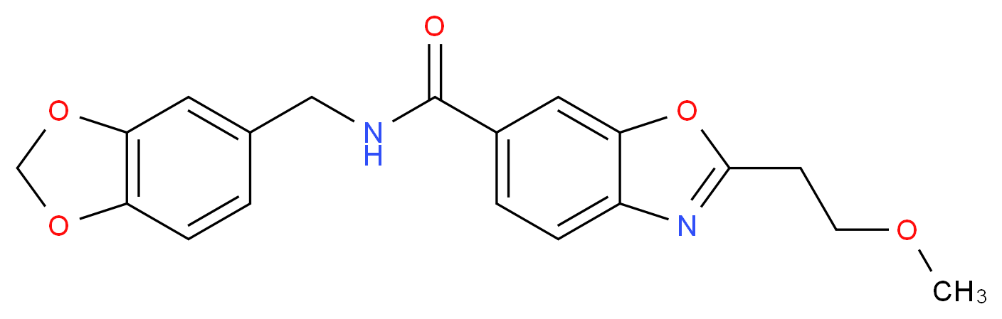 N-(1,3-benzodioxol-5-ylmethyl)-2-(2-methoxyethyl)-1,3-benzoxazole-6-carboxamide_Molecular_structure_CAS_)