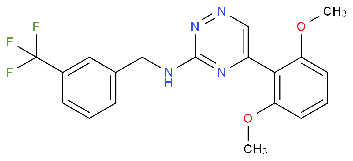 5-(2,6-dimethoxyphenyl)-N-[3-(trifluoromethyl)benzyl]-1,2,4-triazin-3-amine_Molecular_structure_CAS_)