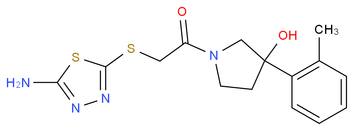 1-{[(5-amino-1,3,4-thiadiazol-2-yl)thio]acetyl}-3-(2-methylphenyl)pyrrolidin-3-ol_Molecular_structure_CAS_)
