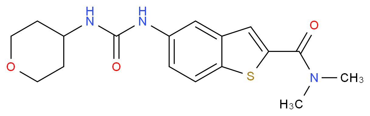 N,N-dimethyl-5-{[(tetrahydro-2H-pyran-4-ylamino)carbonyl]amino}-1-benzothiophene-2-carboxamide_Molecular_structure_CAS_)